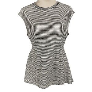 Max Studio Womens Top Size Small Striped Back-Tie Relaxed Cap Sleeve Black White